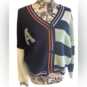 Daily Practice Anthropologie Womens M  Varsity Academy Cardigan Colorful